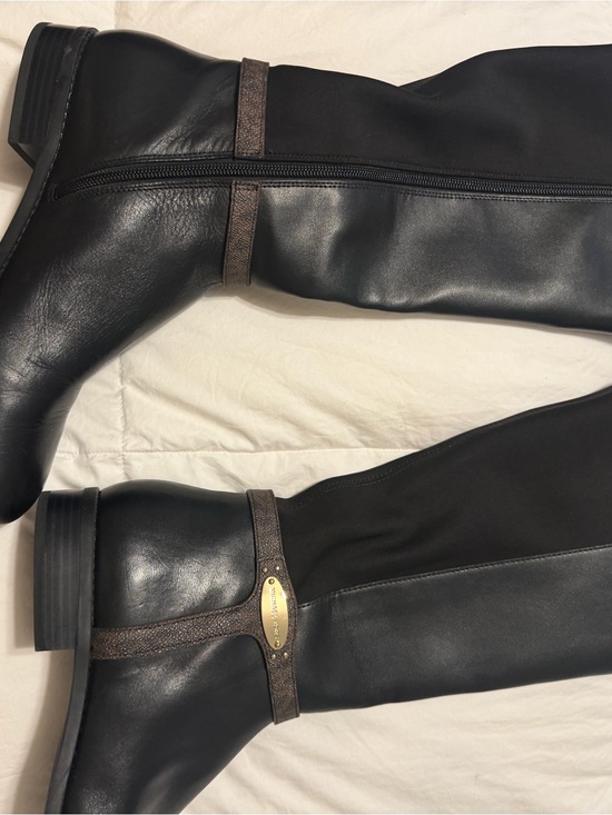 Michael Kors Handbags - Michael Kors Black Leather Shoulder Boots with Brown Accents